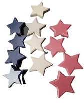 Lot 12 Primitive Chunky Wood Stars Patriotic American Holiday Red White Blue