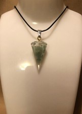 20 inch Necklace, Pendant,  40x17mm Beautiful Aventurine Crystal hexagon Column 