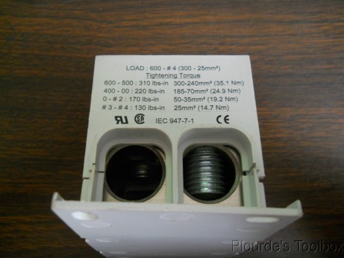 Used Auxel Finger Safe Power Distribution Block, 2 Out/2 In, 840A 600V, 38059 - Picture 5 of 6