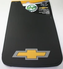 chevy chevrolet gold bow tie 11x19 mud guards flaps 2 mudflaps yellow & gray