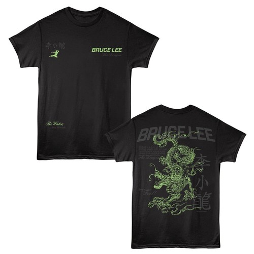 Bruce Lee Mens T-Shirt LARGE DRAGON 2 Sided New Licensed Black Cotton SM - 5XL - Picture 2 of 5