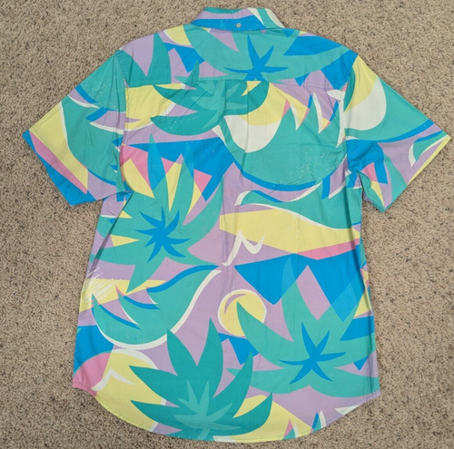 Chubbies Shirt Mens Medium Green New Hawaiian Beach Floral Stretch Casual Preppy - Picture 5 of 9
