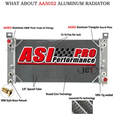 3-Row 34" Aluminum Radiator For 99-14 Chevy Silverado 1500 2500 GMC Sierra Yukon