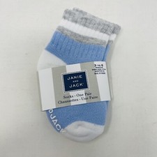 Janie and Jack Baby Boys 3-6 Months Athletic Striped Crew Socks in Blue/Gray