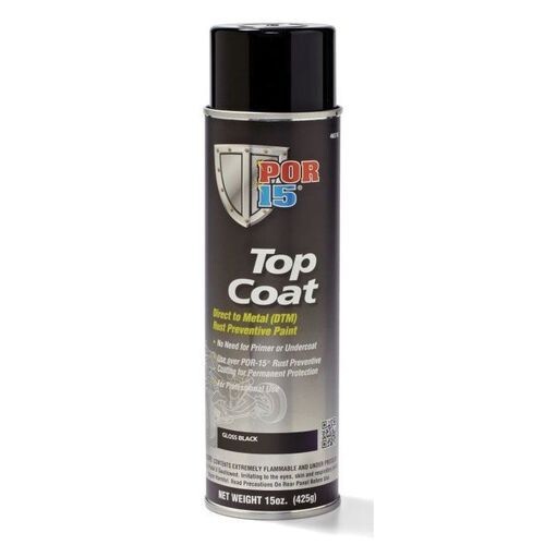 POR15 45818 Top Coat Gloss Black Aerosol/ Spray Paint, 15 Fluid Ounces