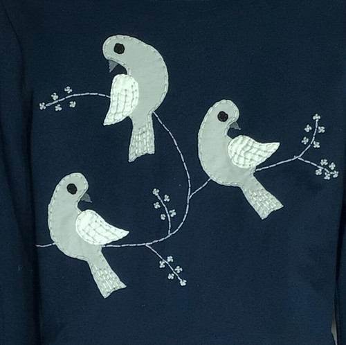 Synergy Applique Giacca/Cappotto Uccellino Teal Donna XL Zip Cotone Organico Ricamato - Foto 4 di 4