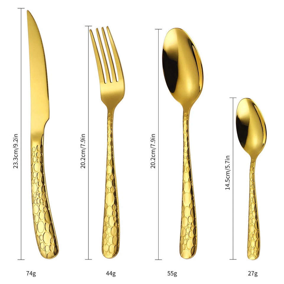 24tlg.Besteck Set 6 Personen Gold Edelstahl Essbesteck Set Spülmaschinenfest  - Bild 2 von 4