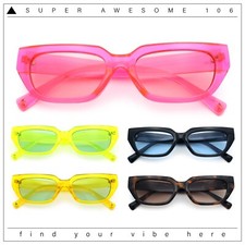 Womens Classic Mod Rectangular Cat Eye Plastic Fashion Sunglasses