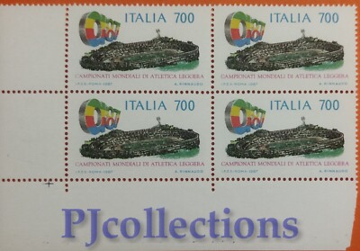 1418- ITALY-ITALY 1987 WORLD ATHLETICS CHAMPIONSHIPS FULL BLOCK 4 STAMPS MNH