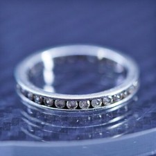 Size 8.25, vintage sterling silver 925 statement band ring with cluster cz