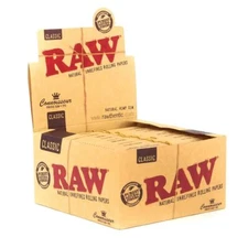 Raw Classic Connoisseur King Size Slim with Tips Rolling Paper Full Box of 24