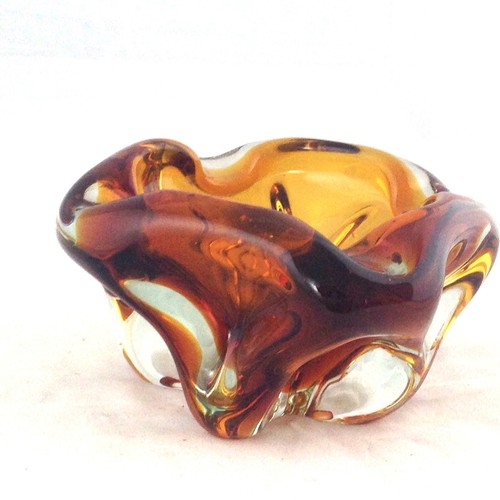 1960's Amber Glass Ashtray - Picture 3 of 6