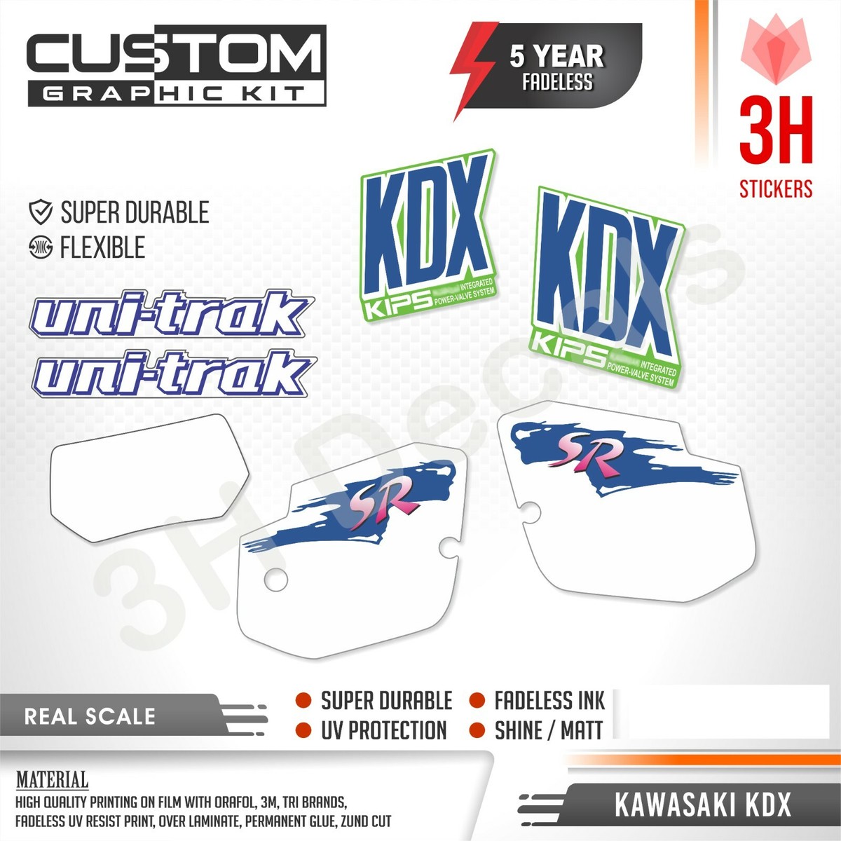 Custom graphics for Kawasaki KDX200 decal sticker (89-94) | eBay