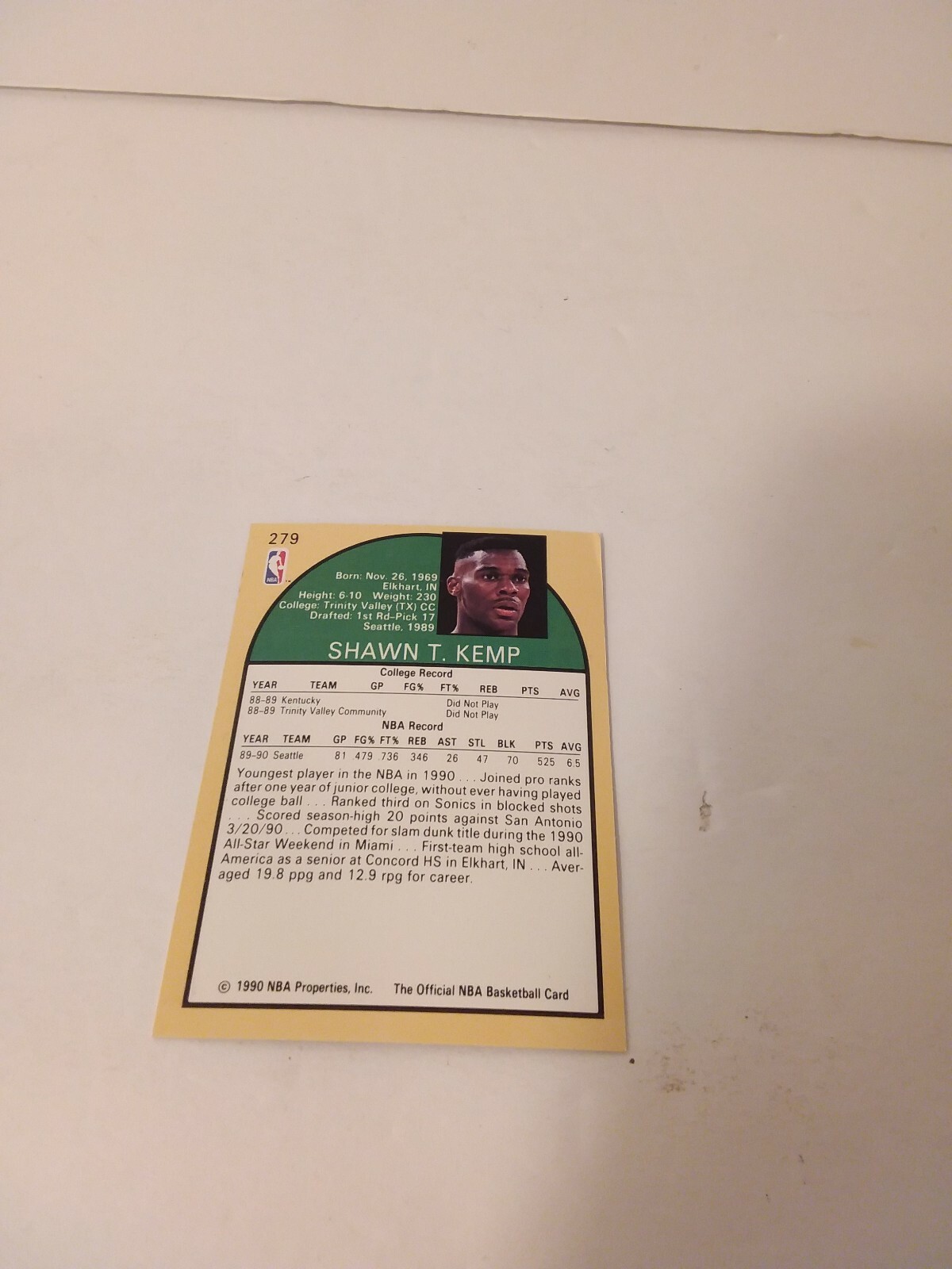 1990 NBA Hoops Shawn Kemp Rookie Card 279 eBay