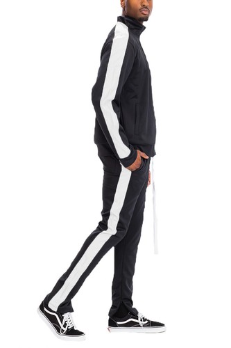 Unisex schmale FIt Trackjacke und Trainingshose mit durchgehendem Reißverschluss einstreifeniger Knöchelreißverschluss - Bild 3 von 38