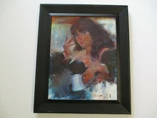 MAX TURNER RARE PORTRAIT PAINTING AMERICAN IMPRESSIONIST PRETTY WOMAN MODEL