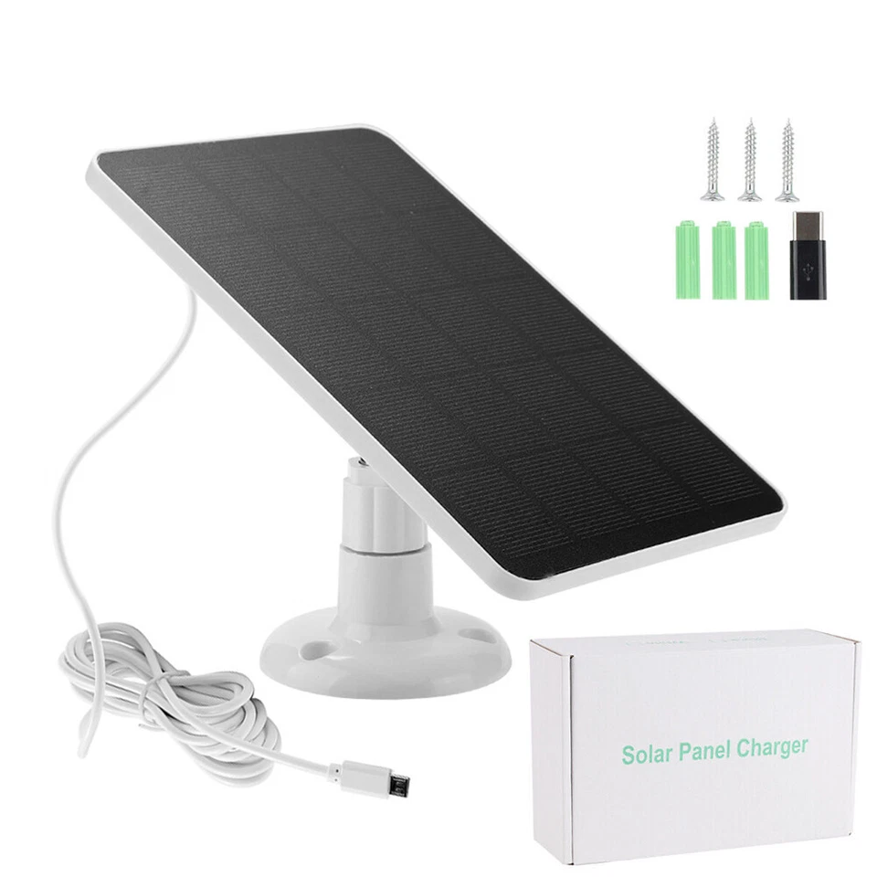 Cargador de Batería Solar Micro USB+Tipo-C Carga Panel Solar para Cámara de Seguridad Foto 4 de 4