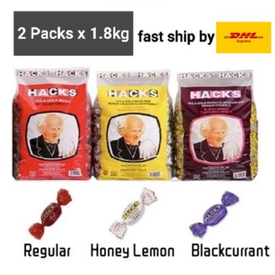 HACKS Candy Sweets Cough Relief 3 Flavour (2 Paacks x 1.8kg) - DHL EXPRESS