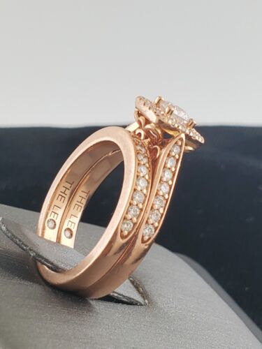 Damen 14k Roségold 0,31ct Prinzessin 1,27tcw Löwenschnitt Halo Ring Set GSI Bewertung - Bild 6 von 12