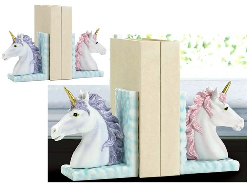 BOOKENDS UNICORNO MAGICO VIOLA E ROSA ** NUOVI CON SCATOLA - Foto 5 di 12