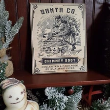 OLD COLONIAL VINTAGE PRIMITIVE STYLE CHRISTMAS ELF PACK SANTA CHIMNEY SOOT SIGN