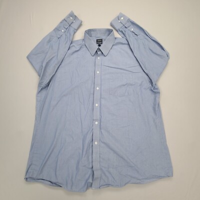 Arrow Shirt Mens 17.5 Blue Button Up Comfort Stylish Classic Fit Casual Outdoors