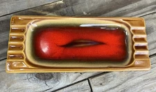 AS-IS! Vintage Ceramic MCM Ashtray Great Colors Made in Japan Chipped Crazing