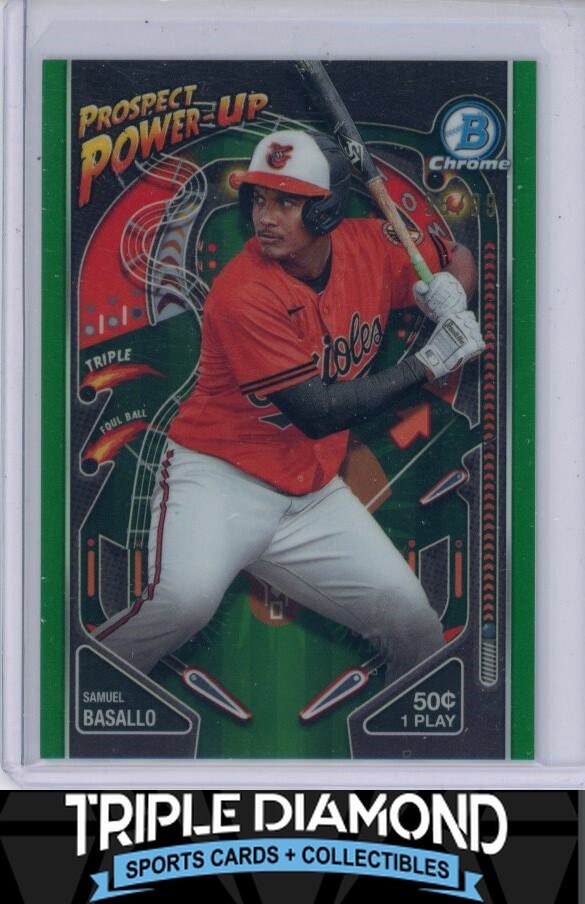 2024 Bowman Chrome Samuel Basallo Prospect Power-Up Green Refractor #/99 C577