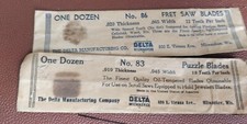 22 blades 1940s NOS Delta Milwaukee Scroll Saw blades .010" x 10 .020 x12