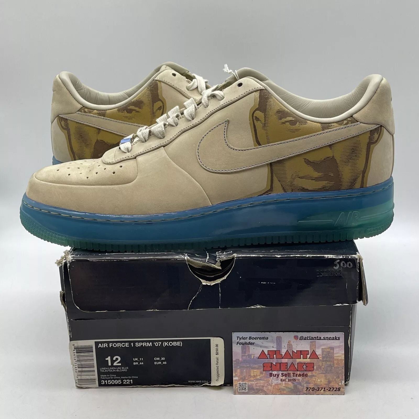 Taille 12   Nike Air Force 1 Supreme '07 Kobe marron daim bleu (315095 221)