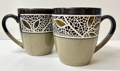 Mikasa Gourmet Basics Alexandria Stoneware Mugs Set of 2, Coffee Tea Cappuccino