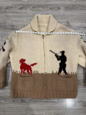 Pheasant Hunter Hand Knit Cowichan Sweater Zip Up Cardigan 27 