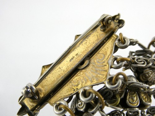 Broche prendedor antiguo Art Nouveau victoriano ornamentado de plata de ley Chatelaine 24,6 g - Imagen 12 de 20