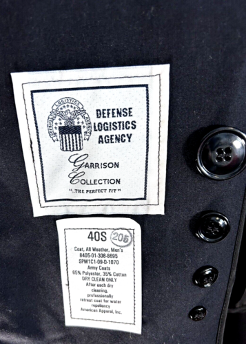 All Weather Trench Coat Army USA Garrison Coll Black Removable Lining Belt 40S - Picture 11 of 16