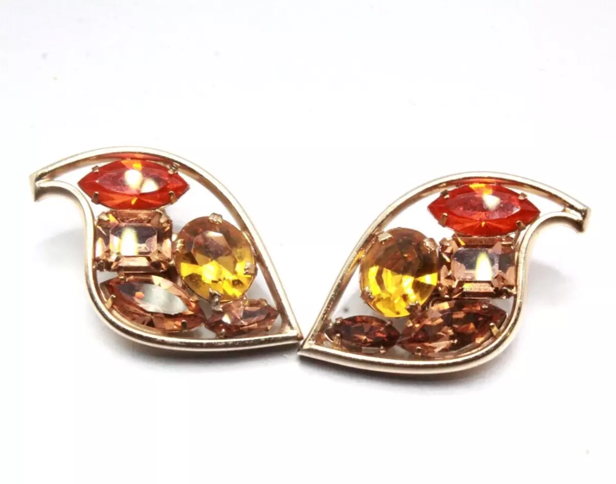 Napier Designer High End Orange Yellow Brown Topaz Large Clip