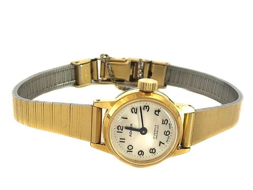 VINTAGE 70s SWISS LADIES MANUAL FHF 69 17 JEWEL GOLD PLATED ADURA WATCH - UNWORN - Picture 5 of 7