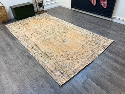 Oversize Rug, Orange Turkish Rug, Muted Area Rug, Big Size Rug, 6.1 x 10.3 ft