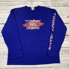 VTG Tommy Hilfiger Long Sleeve T-shirt Y2K Sz XL USA Made Tommy Jeans 85 Blue