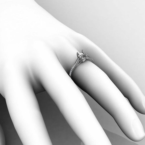 Oval Natural Diamond Engagement Bezel Channel Setting Semi Mount Ring 0.30Ctw. - Picture 13 of 29