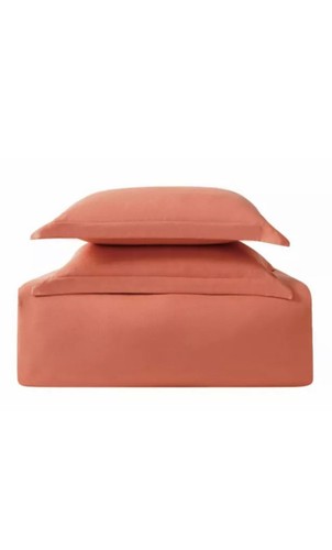 Truly Soft Everyday 3-Piece King Duvet Mini Set Solid Orange Poly Microfiber New - Picture 7 of 8