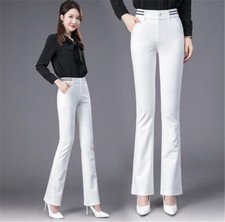 Womens Pants High Waist Boot Cut Casual OL Straight Leg Formal M-5XL Trousers