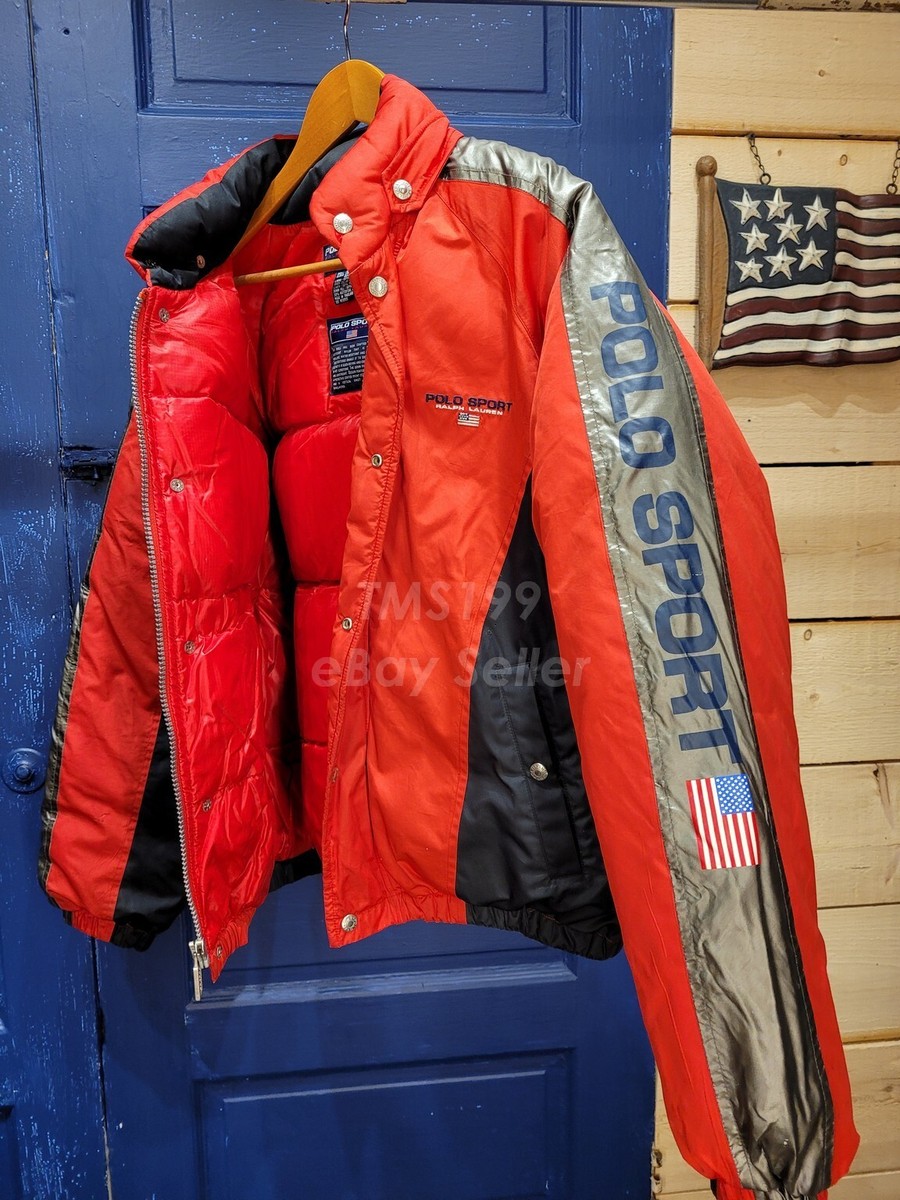 90s Vintage Polo Sport Ralph Lauren Pwing Coat Ski NASA Space Down  