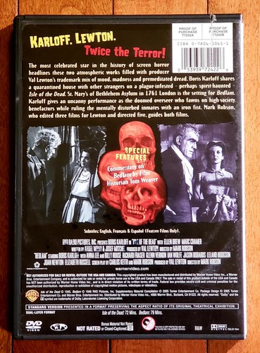 Isle of the Dead/Bedlam (DVD, 2005) Boris Karloff *Horror* RARE ~FREE SHIPPING~ - Picture 4 of 4