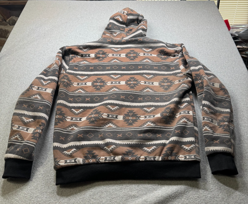 VTG Big Ball Sports Mens Fleece Lined Zip-up Jacket L Aztec Allover Print - Afbeelding 5 van 7