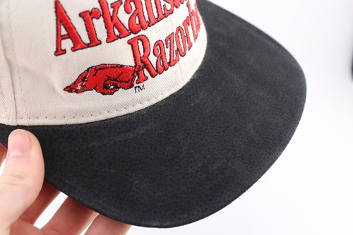 Vintage Arkansas Razorbacks Embroidered Logo 1984 Strapback Hat Suede Brim - Picture 5 of 12