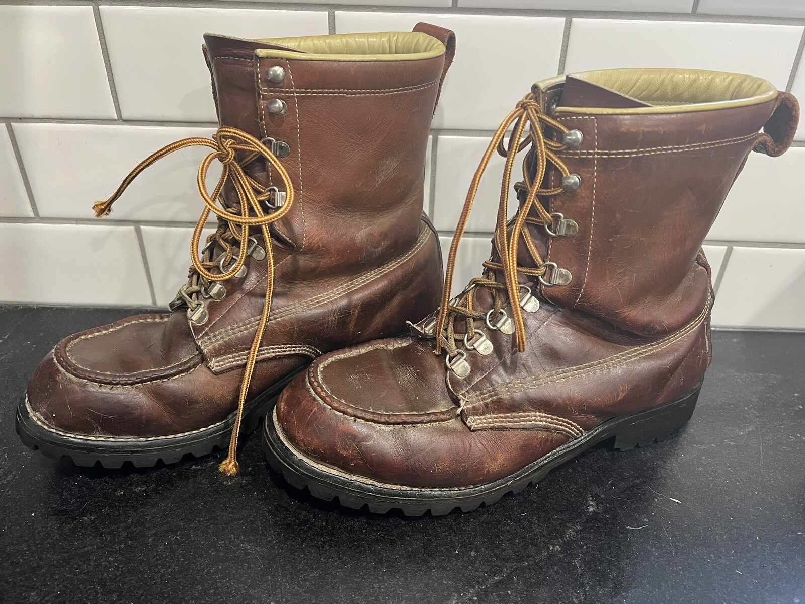 Vintage Men's Boots WOOD-N-STREAM By Weinbrenner Size 8 E BROWN Leather ...