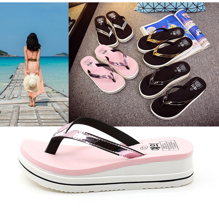 PANTOFOLA D’ORO Sandali da spiaggia pantofole donna zeppa plateau perizoma infradito scarpe estive