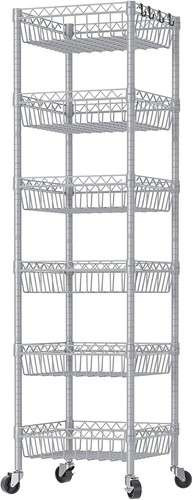 Shelving Corner Wire Storage Rack Tier with Adjus SINGAYE Baskets 6 Unit Shelves - Picture 12 of 12