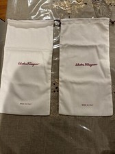 Salvatore Ferragamo 2 White Cotton Drawstring Dust bags 16.5 X 8.5