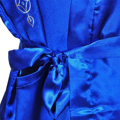 Men Satin Chinese Dragon Kimono-Silk Bathrobe Pajamas Sleepwear Gown Bath Robe - Imagen 45 de 52